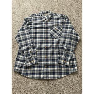 Duluth Trading Company men's plaid long sleeve shirt blue/white/black plaid XL